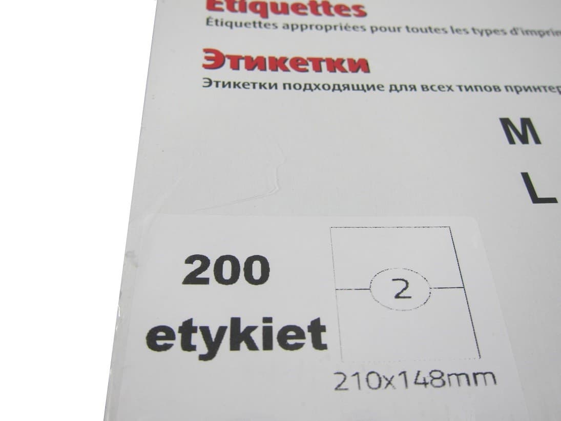 Etykieta samoprzylepna 210/148 ( 2szt. na A4 )