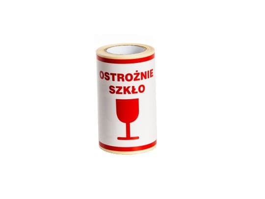 Etykiety samoprzylepne nadruk OSTROZNIE SZKLO 100x100mm op. 100szt.