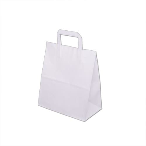Torba papierowa 26/14/32 z papierowym uchwytem plaskim BIALA 70g